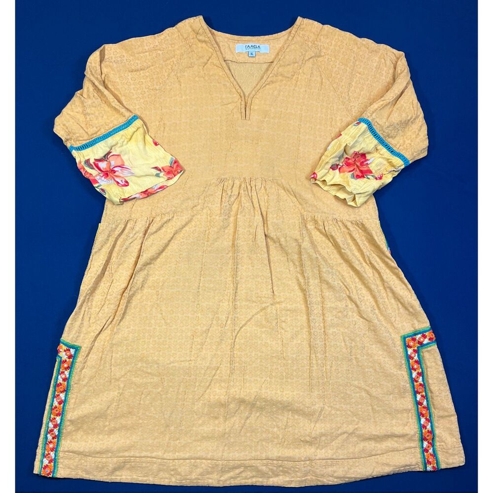 Maternity XL Mustard Floral Bell Sleeve Boho Midi Dress Embroidered